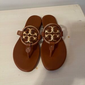 Tory Burch Brown Sandals with Gold Accents